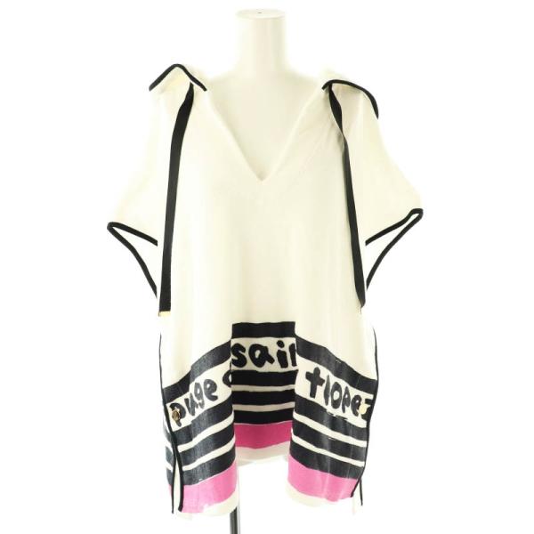 【中古】グレースクラス 25SS パイルポンチョフーディ パーカー プルオーバー 36 白 黒 ピンク /MI ■OS レディース グレースクラス GRACE Class 25SS パイルポンチョフーディ パーカー