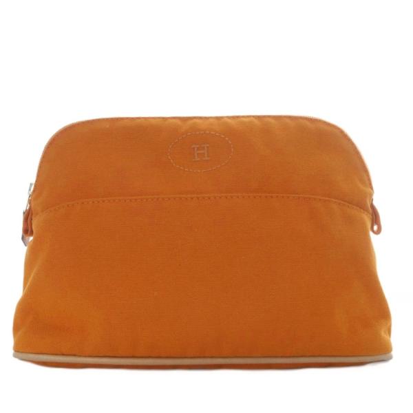 HERMES エルメス ボリードポーチ25 メイク 化粧 キャンバス オレンジ  