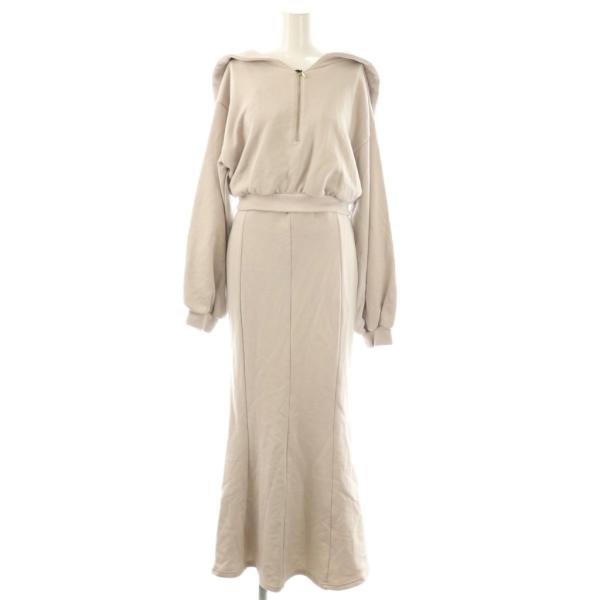 ハーリップトゥ 半袖 ロングワンピース 未使用品 ハーリップトゥ Her lip to 24SS Half Zip Sweat Dress
