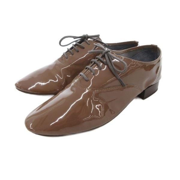 レペット Repetto レースアップシューズ 37 茶 ブラウン エナメル /AE 
