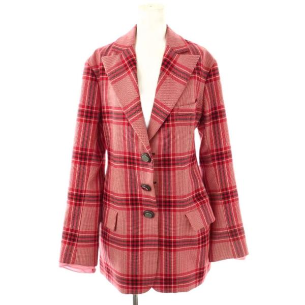MARNI（マルニ） チェック ロングジャケット テーラード 38 レッド /HK