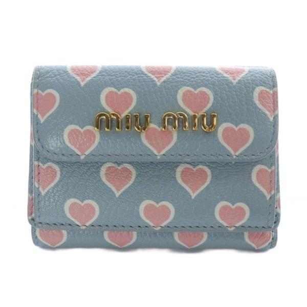 miu ミュウミュウ miumiu レザー ハートプリント 三つ折り財布