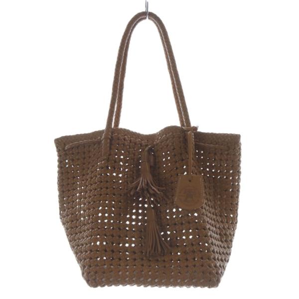 【中古】レン REN ゴートメッシュ レザーバッグ ハンドバッグ 茶 ブラウン /SR レディース レン REN ゴートメッシュ レザーバッグ ハンドバッグ 茶 ブラウン /SR