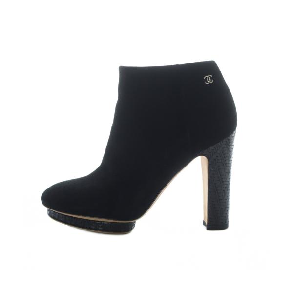 CHANEL（シャネル） ブーティ ココマーク ハイヒール スエードレザー