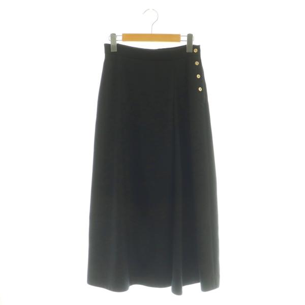 ドゥロワー Drawer ウールサイドボタンロングフレアスカート 36