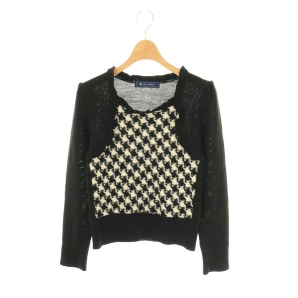 エムズグレイシー M'S GRACY ウール混千鳥格子ニットプルオーバー