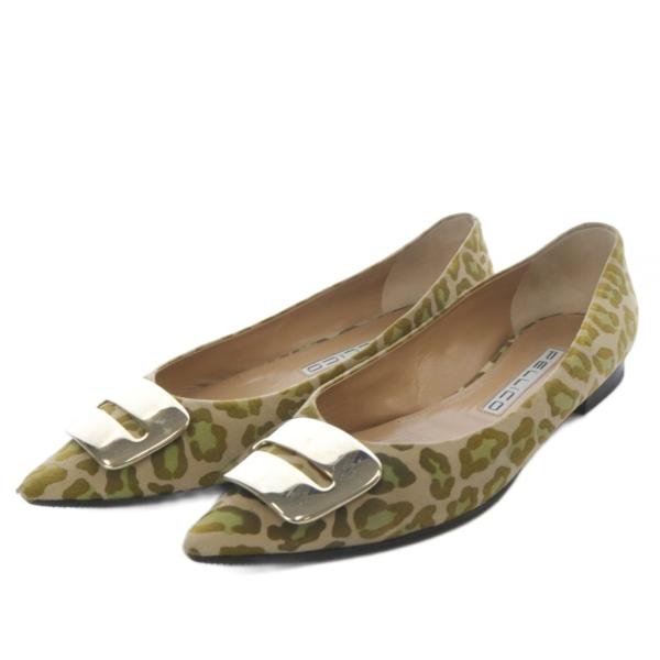 【中古】ペリーコ PELLICO 0036 ANIMA パンプス フラット ポインテッドトゥ カモフラ レオパード 37 グリーン ペリーコ PELLICO 0036 ANIMA パンプス フラット ポインテッドトゥ