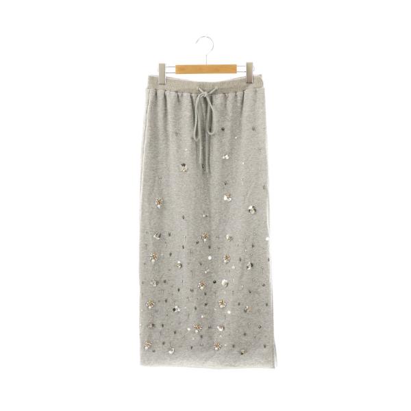 【中古】アメリヴィンテージ Ameri VINTAGE 25SS BIJOU MOTIF SWEAT SKIRT ロングスカート M グレー ビジュー装飾 アメリヴィンテージ Ameri VINTAGE 25SS BIJOU MOTIF SWEAT SKIRT