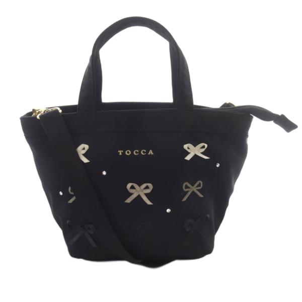 トッカ TOCCA リボン 2WAY ショルダーバッグ ハンドバッグ ロゴ 黒