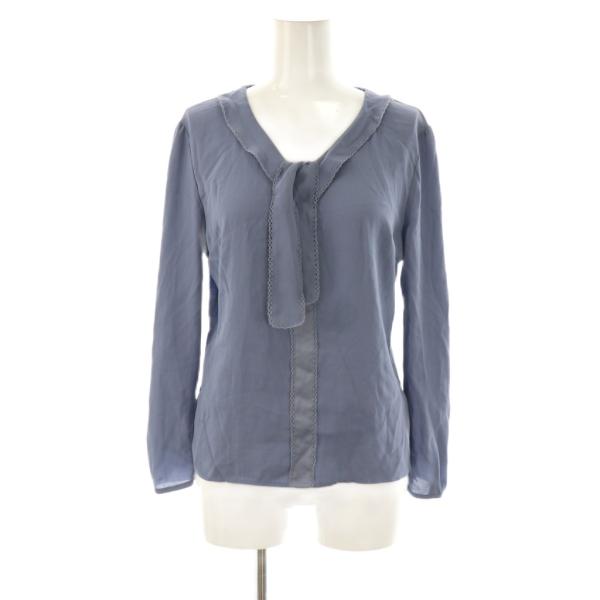 【523】新品　アナイ　ツイルストレッチリボンソデ　ブラウス　38 紫 B アナイ ANAYI リボンブラウス 38 サックスブルー /DO □OS レディース