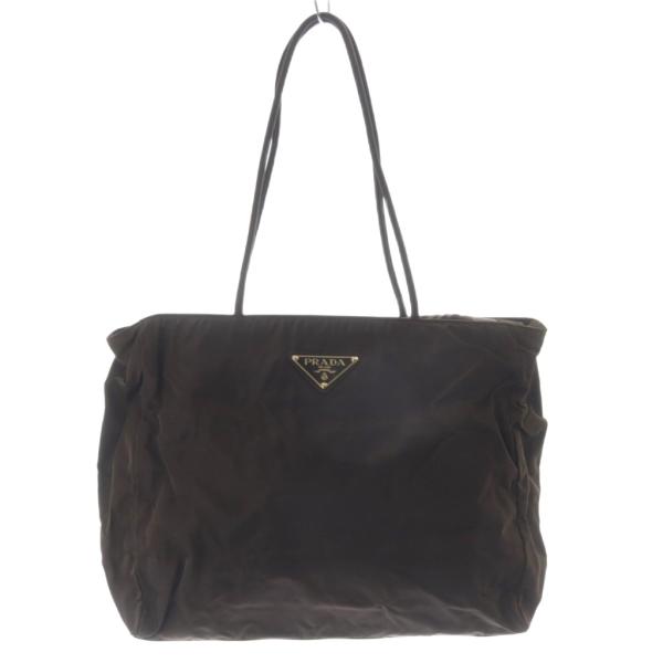 PRADA（プラダ） ナイロン 三角プレート 肩掛け ショルダーバッグ 茶色