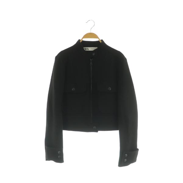 ZARA（ザラ） ショートジャケット ジップアップ USA S ブラック /MY