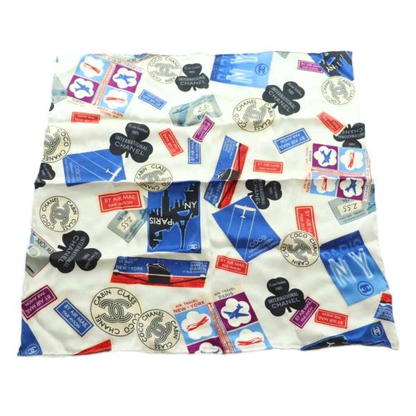 CHANEL（シャネル） スカーフ シルク ココマーク エアライン 総柄 白