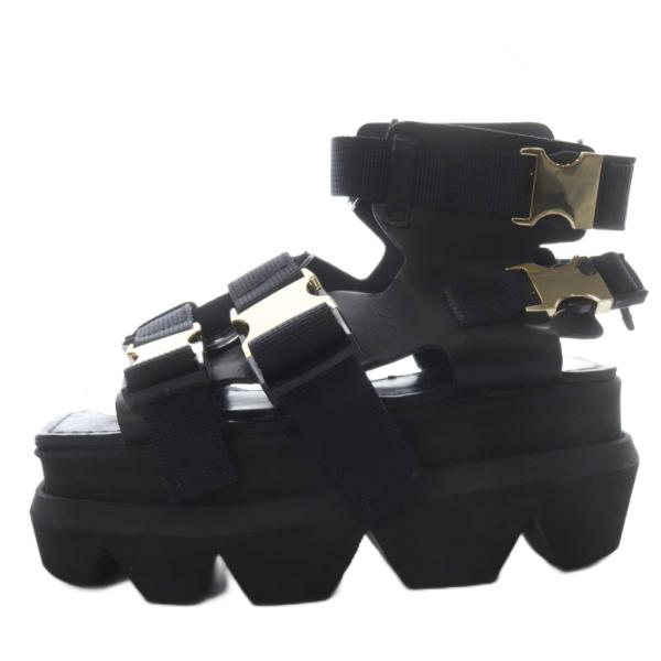 【中古】サカイ sacai 20-05111 20SS Platform Buckle sandals サンダル プラットフォーム 厚底 37 ブラック /YO7 サカイ sacai 20-05111 20SS Platform Buckle sandals サンダル
