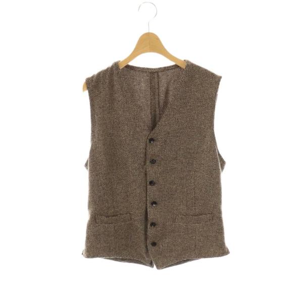 ラルディーニ LARDINI ウール混 ツイード ジレ ベスト Vネック 48