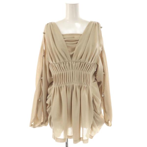 【中古】アキコアオキ AKIKOAOKI ドレープトップスブラウス プルオーバー F ベージュ /DO ■OS ■SH レディース アキコアオキ AKIKOAOKI ドレープトップスブラウス プルオーバー F