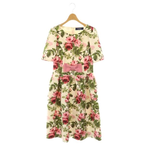 【中古】エムズグレイシー M'S GRACY ブーケプリントドレス ワンピース ロング 半袖 38 ホワイト 311506 /HK ■OS エムズグレイシー M'S GRACY ブーケプリントドレス ワンピース ロング