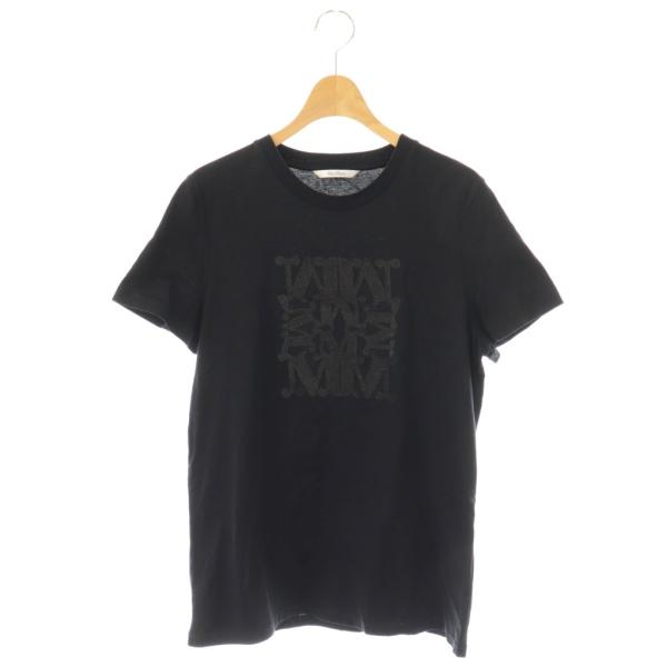 【中古】マックスマーラ MAX MARA TAVERNA プリントTシャツ カットソー 半袖 ブラック /HK ■OS レディース Max Mara（マックスマーラ） MAX MARA TAVERNA プリントTシャツ