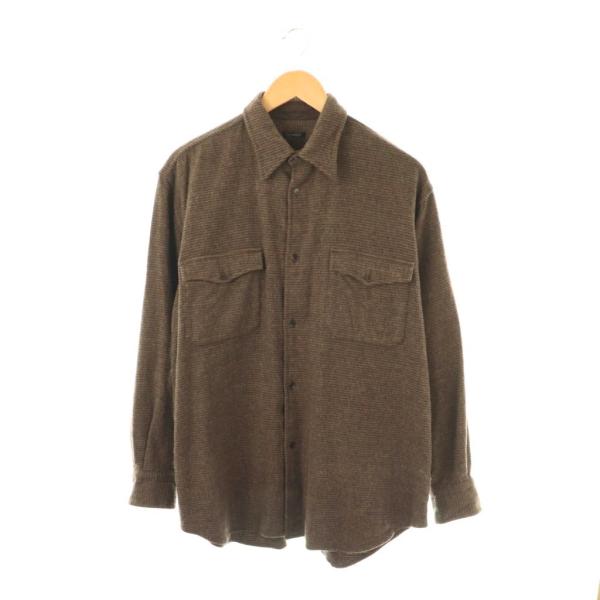 コモリ COMOLI W/CA ハウンドトゥース CPO シャツ カシミヤ混 3 ダーク