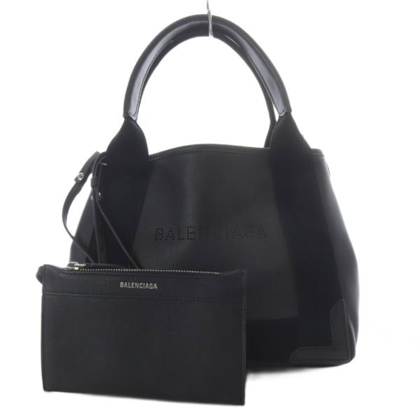 ✨美品✨BALENCIAGA　ネイビーカバスS　ハンド　パンチング　レザー　黒 BALENCIAGA（バレンシアガ） ネイビー カバスNAVY XS CABAS パンチング