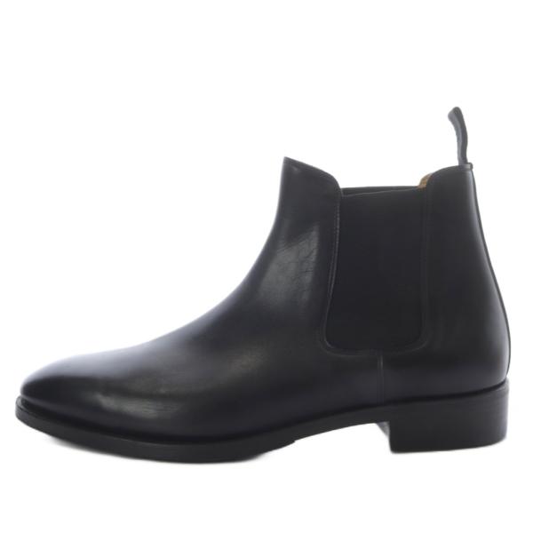 【中古】ダブルエイチ w+h サイドゴアブーツ ショート スムースレザー 9 ブラック /YO29 ■SH メンズ ダブルエイチ w+h サイドゴアブーツ ショート スムースレザー 9