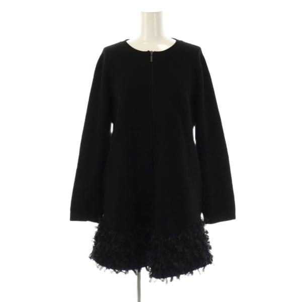 【新品】TO BE CHIC トゥービーシック コート フリル ブラック トゥービーシック TO BE CHIC フリル ニットコート ジップアップ 40