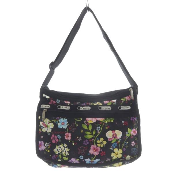 LeSportsac（レスポートサック） 花柄ショルダーバッグ 黒 ブラック