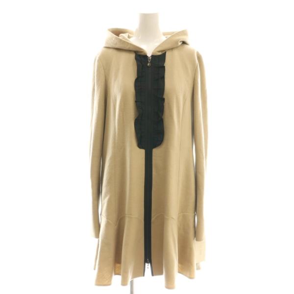 【中古】未使用品 トゥービーシック 近年モデル ウールツイルジャージー フードコート アウター 42 ベージュ 未使用品 トゥービーシック TO BE CHIC 近年モデル ウールツイル