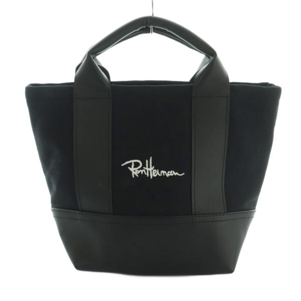 ロンハーマン Ron Herman トートバッグ ロゴ刺繍 キャンバス 濃紺 黒