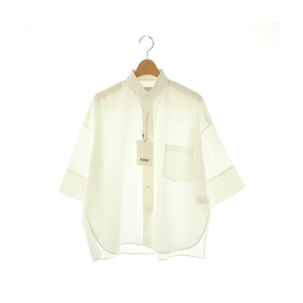 未使用品 ティッカ TICCA スクエア半袖ダブルカフスシャツ F ホワイト