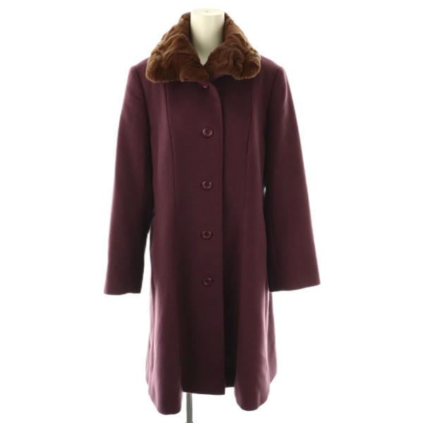 レリアン Leilian カシミヤ コート ロング 9 ボルドー /HK □OS