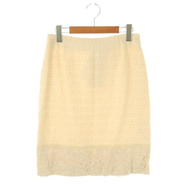 エムズグレイシー M'S GRACY ラメ タイトスカート 膝丈 38 アイボリー