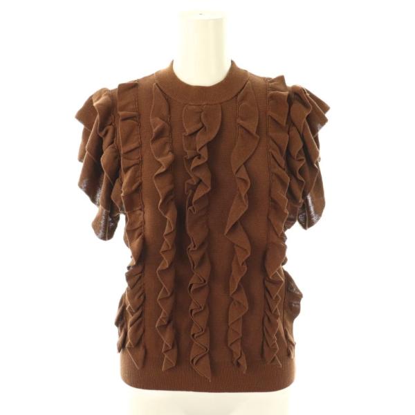 アナイ ANAYI フリル ラッフル プルオーバー ニット セーター 半袖 38