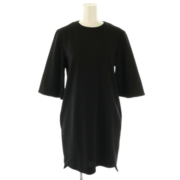 ヨーコチャン YOKO CHAN サックワンピース ひざ丈 七分袖 38 ブラック