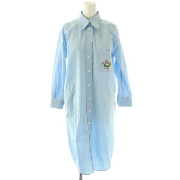 GUCCI（グッチ） 刺繍シャツワンピース ひざ丈 36 ライトブルー 660639