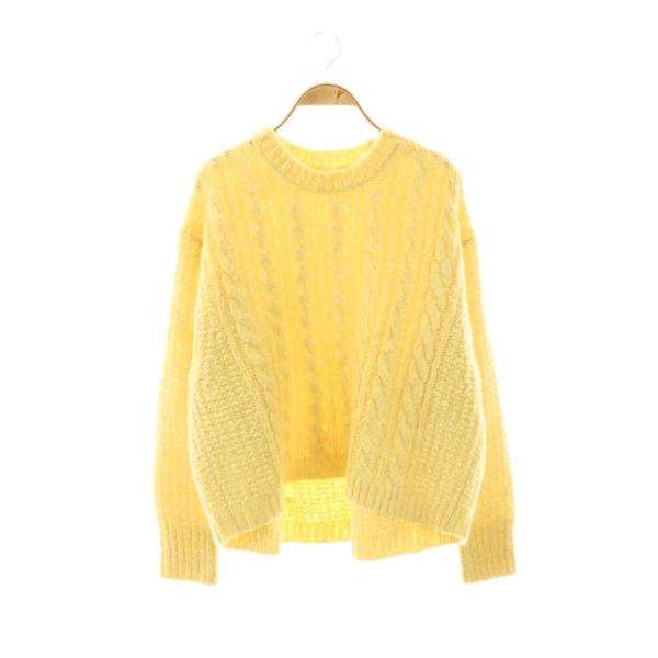 【中古】ヌキテパ Wool Mohair Aran Pattern Pullover ニット セーター ケーブル イエロー /DO ■OS ■SH ヌキテパ NE QUITTEZ PAS! Wool Mohair Aran Pattern Pullover ニット