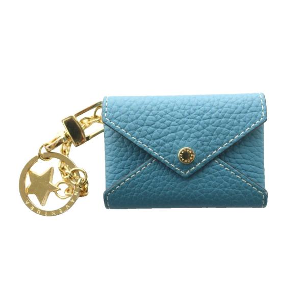 美品✨ボナベンチュラ バッグチャーム レザー 青 ブルー 夏限定】アイスブルー コレクション（ブルー系）のバッグ・iPhone