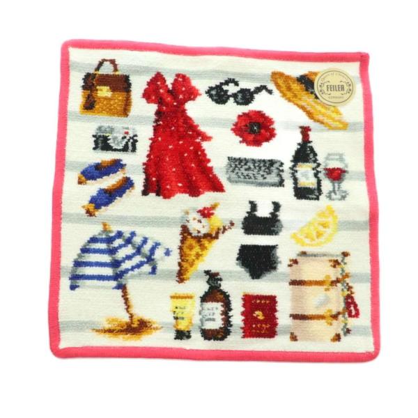 【FEILER/フェイラー】別注BON VOYAGE IÉNAハンカチ 3セット フェイラー FEILER IENA別注 BON VOYAGE タオルハンカチ 総柄 ピンク