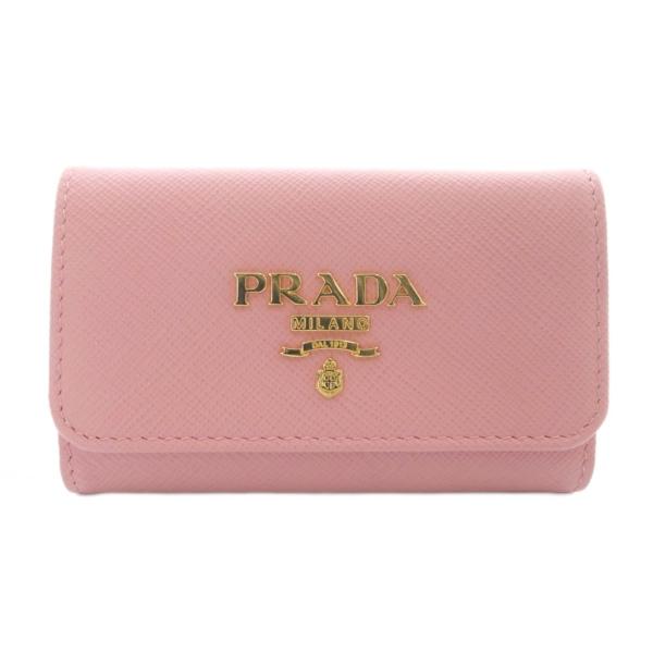 PRADA（プラダ） PRADA 4連 キーケース レザー ロゴ ピンク ゴールド色