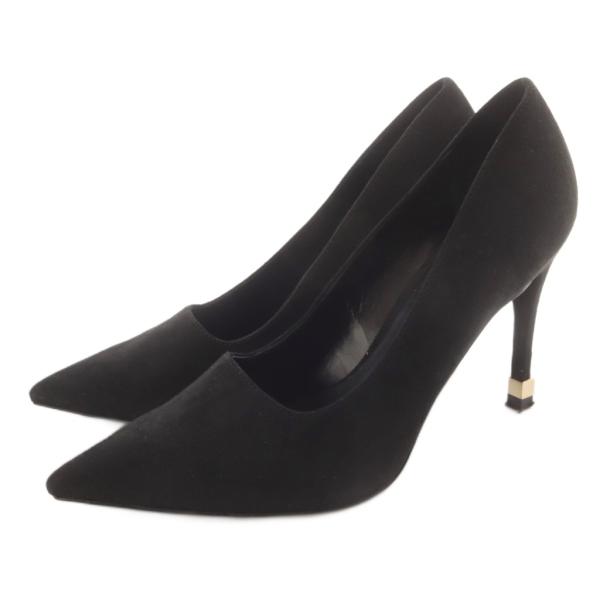 新品‼︎CHARLES & KEITH レザーブラックハイヒールパンプス チャールズ&キース CHARLES&KEITH ピンヒールパンプス ポインテッド