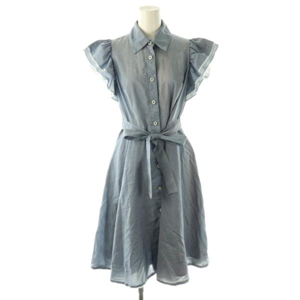 エムズグレイシー M'S GRACY フリル シャツワンピース 膝丈 38 ライト