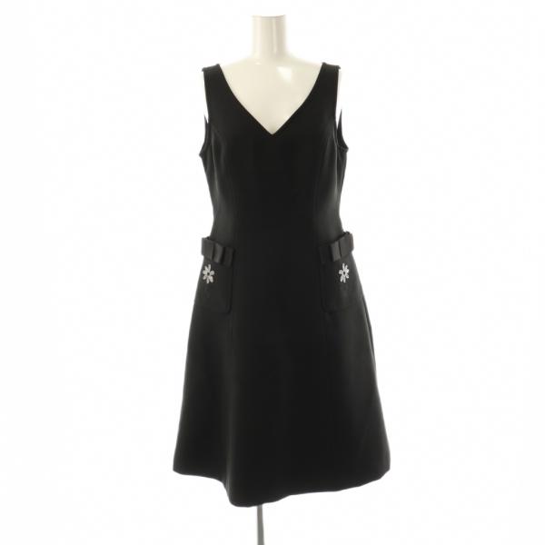 エムズグレイシー M'S GRACY ノースリーブワンピース 36 ブラック /ES