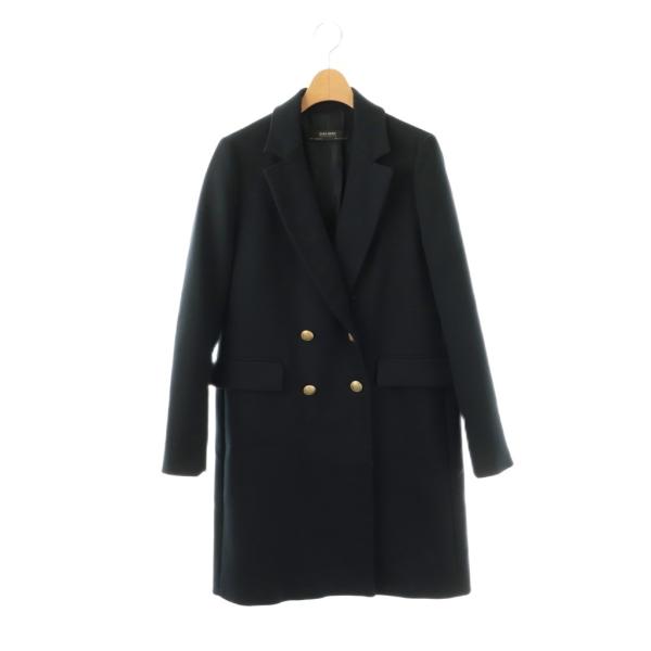 ザラ ベーシック ZARA BASIC 金釦ダブルブレストコート S ネイビー /DO