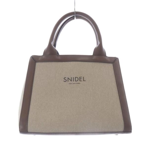 SNIDEL（スナイデル） エコキャンバスバッグ ハンドバッグ ロゴ 茶色 
