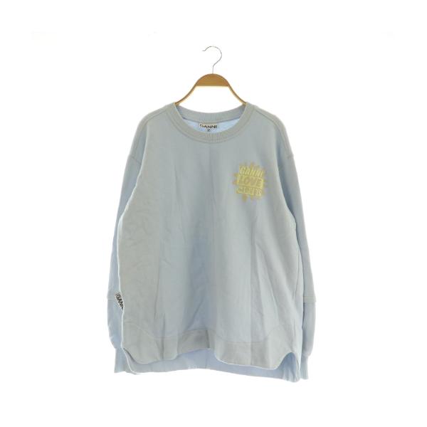ガニー GANNI スウェット 長袖 刺繍 裏起毛 XS ライトブルー /MY □OS