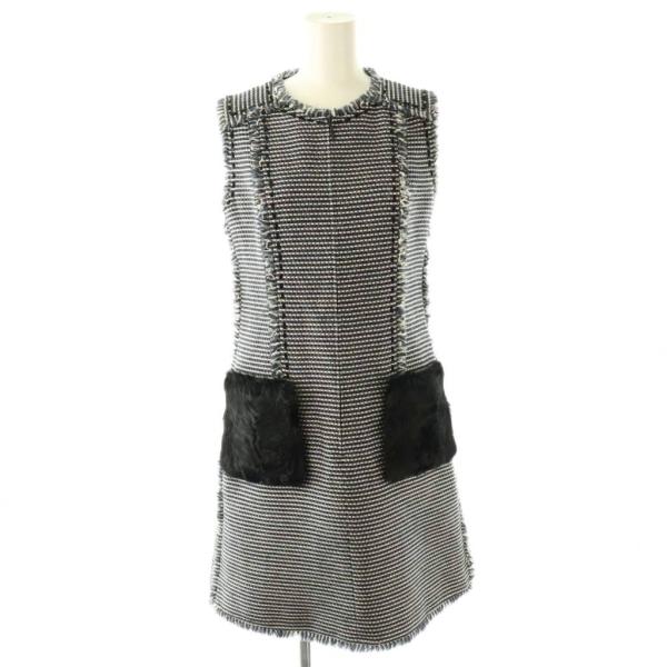 人気✨Rene ルネ TISSUE社製 ツイード ドットワンピース　襟付き René