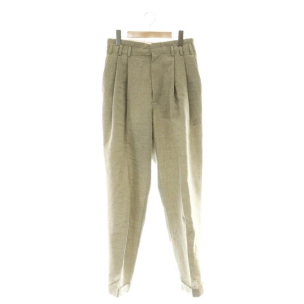 フミカ ウチダ FUMIKA_UCHIDA WOOL/LINEN SUITING TUCKED SLACKS テーパードパンツ タック 38 グレー /DF ■OS レディース