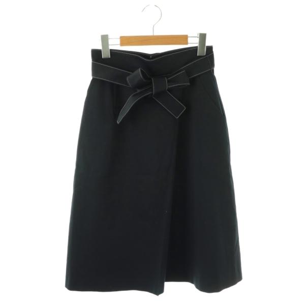 エムズグレイシー M'S GRACY ラップ調スカート 台形 リネン混 36