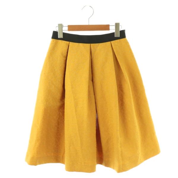 エムズグレイシー M'S GRACY 花柄 タックフレアスカート 36 マスタード