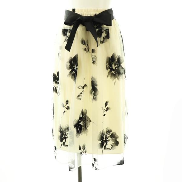 ✨美品✨エムズグレイシー 満開デイジー柄フレアスカート 40 L 裾チュール ✨美品✨エムズグレイシー 満開デイジー柄フレアスカート 40 L 裾チュール